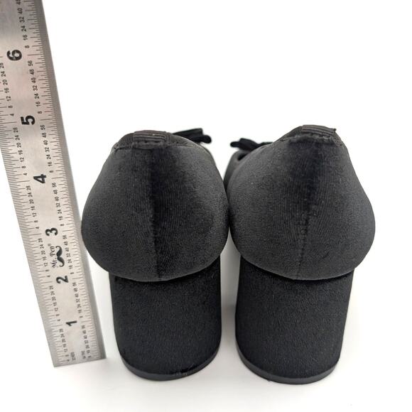 Top Moda Elba Square Toe Heel Pump Velvet Bow Front Black Size US8 EU39 - Picture 4 of 9
